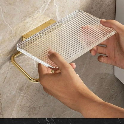 Luxury Gold Toilet Paper Holder with Shelf No Punching Acrylic Roll Paper Holder Tissue Hanger Bathroom Accessories  Bathroom