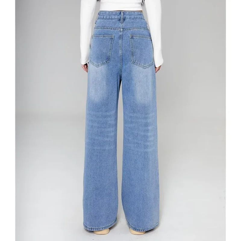 Summer Men Baggy Jeans Unisex Vintage American Style Straight Wide Leg Denim Pants Fashion Brand Hot Sale Casual Trousers