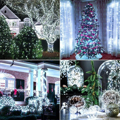 7M/12M/22M/32M LED Solar String Fairy Lights Outdoor Path Garlands Lamp Patio Waterproof Christmas Wedding Garden Street Lights