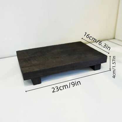 Bandeja de Madeira com Pedestal para Decoração de Banheiro, Organizador de Pia para Sabonete Líquido e Velas Perfumadas, Suporte para Temperos de Cozinha