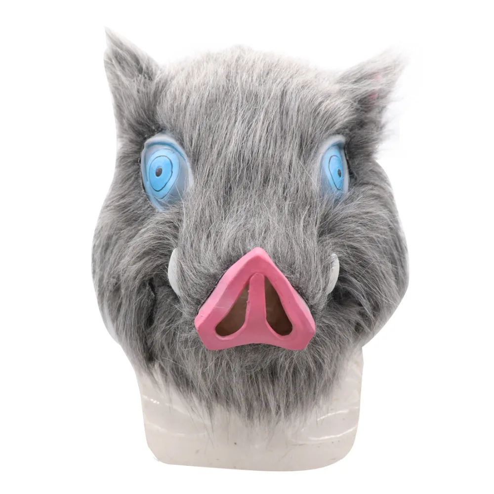 2026 Inosuke Hashibira Mask Helmet  Cosplay Hood Hair Pig Mask Headwear Halloween Carnival Costume Prop