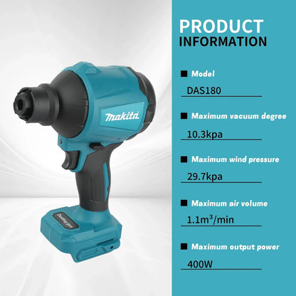 Makita DAS180Z Soprador de Ar a Bateria 18V LXT Sem Escovas 5 Bicos - Limpeza de Pó/Folhas/Carros/Eletrônicos & Oficina (Sem Bateria)