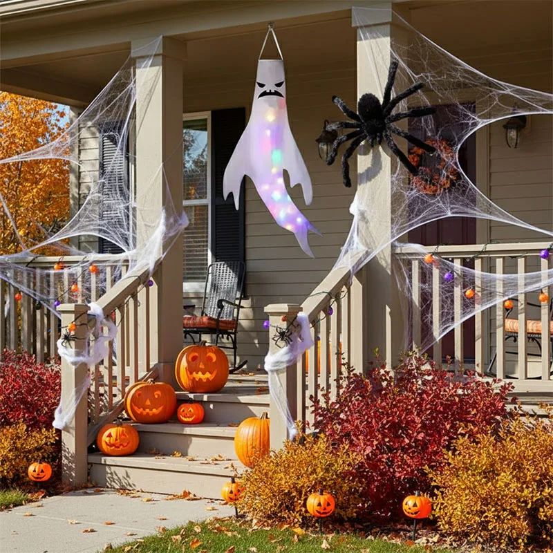 Halloween Decoration, Ghost Wind Tunnel Ghost Pendant, Halloween Party Venue DIY Decorations, Home Scary Ghost Festival Hanging