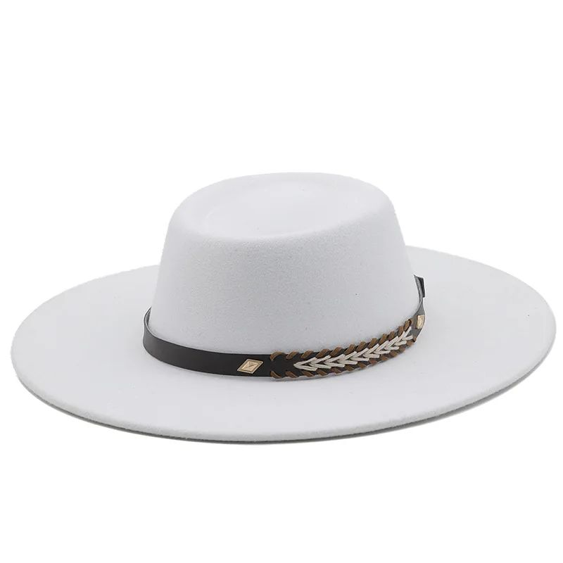 British Style Felt Fedoras Hats for Women9.5CM Wide Brim Men Formal Luxury Jazz Caps Bowler Wedding Dress Hat Chapeau Femme