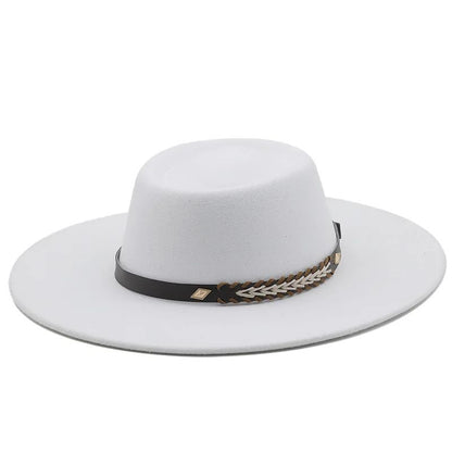 British Style Felt Fedoras Hats for Women9.5CM Wide Brim Men Formal Luxury Jazz Caps Bowler Wedding Dress Hat Chapeau Femme