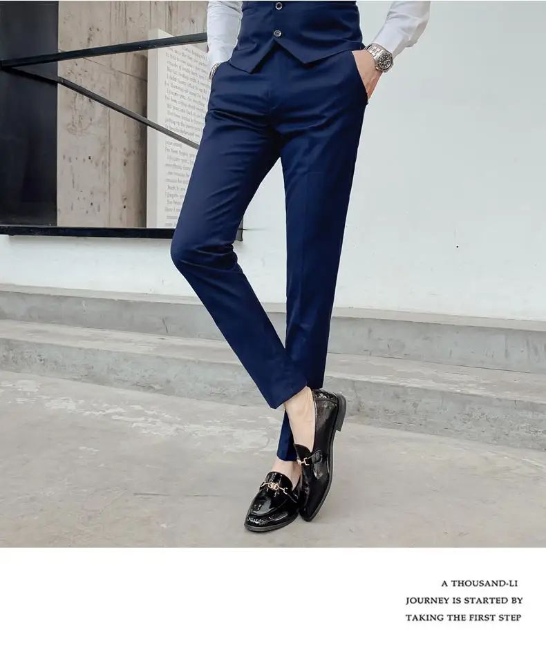 Suit S-7XL (Blazer+ Waistcoat + Trousers) Men's Fashion Business Dinner Gentleman Slim British-style Evening Dress Group Suit