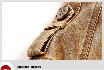 Men Slim Warm Washed Leather Motorcycle Jacket High Quality Leather Jacket Mens Standing Collar Coat Plus Size 4XL Long Parkas