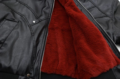 Vintage Men Winter Jackets Fur Collar Fleece Warm Parkas Coats Streetwear Harajuku Leather Jackets Casual Padded Jackets Outwear