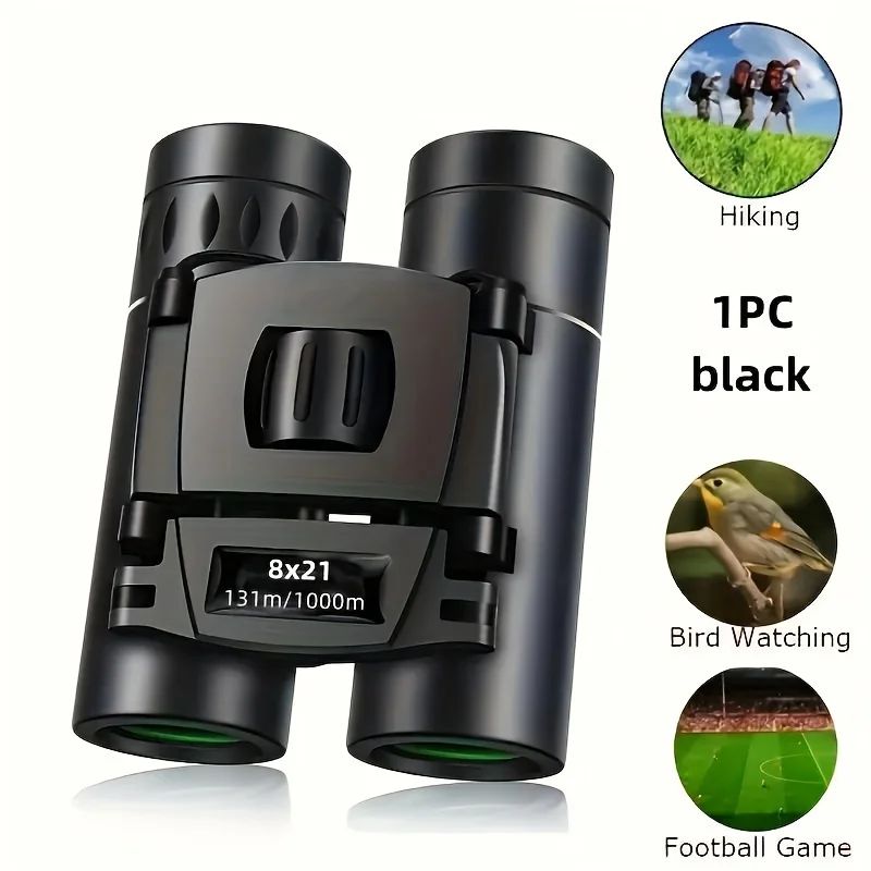 1 unidade Binóculos HD Zoom, Telescópio de Longo Alcance 8X21 com Design Dobrável Compacto para Turismo e Acampamento ao Ar Livre