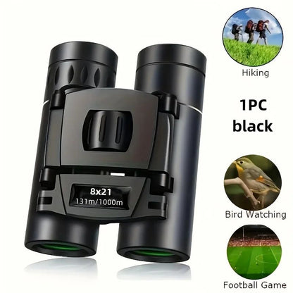 1 unidade Binóculos HD Zoom, Telescópio de Longo Alcance 8X21 com Design Dobrável Compacto para Turismo e Acampamento ao Ar Livre