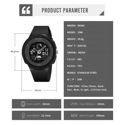 SKMEI 2346 Wristwatches Clock Horloges Mannen Fashion Digital Electronic Watch Casual Sports Watches For Men Women Waterproof