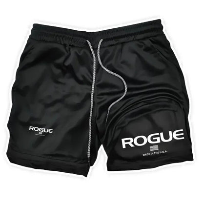 Rogue Gyms Fitness Shorts Men Summer Sportswear 2 in 1 Double-deck Compression Shorts Male Sports Tracksuits Track Joggers Short