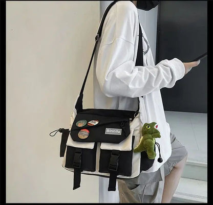 Harajuku Men Nylon Crossbody Bags for Women Messenger Bag Girls School Book Bags Youth Canvas Handbags Shoulder Bag Sac Bolsas