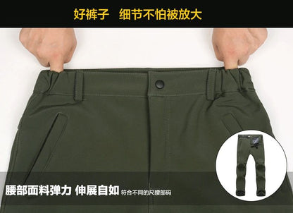 Warm Winter Men Soft Shell Pants Travel Waterproof Outdoor Camping&Hiking Pants Fleece Windproof Skiing Trousers