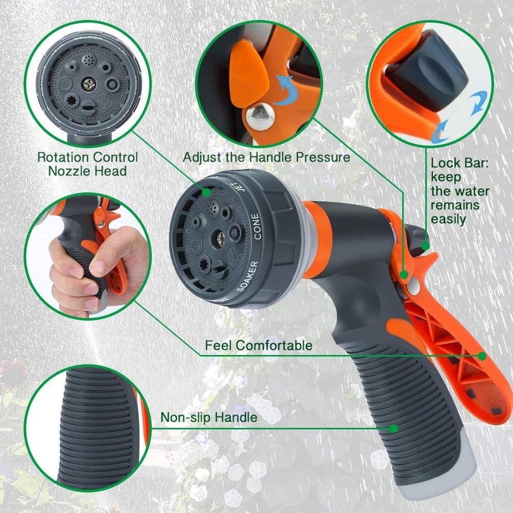 1-5 Unidades Pistola de Rega para Jardim 8 Modos Pulverizador de Alta Pressão Bico de Irrigação Ajustável para Plantas Gramado Quintal Aspersor de Rega