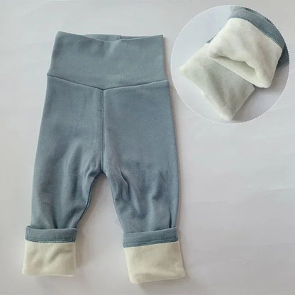 0-5Y BABY Clothes Casual Pants Autumn Winter Kids Warm Pants Boy Girls One Piece Fleece Trousers Outer Wear Sports Trousers