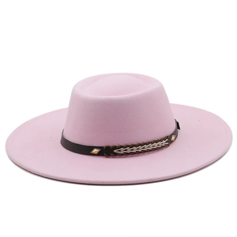 British Style Felt Fedoras Hats for Women9.5CM Wide Brim Men Formal Luxury Jazz Caps Bowler Wedding Dress Hat Chapeau Femme