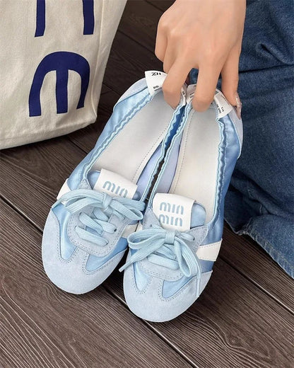 Women's Casual Sneakers Summer Cozy Shallow Ballet Flats Shoes 2025 New Women Lace Up Sport Shoes Zapatos De Mujer
