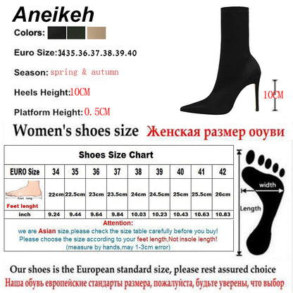 Aneikeh 2025 Spring Fashion Silver Patent Leather Women Ankle Boots Pointed Toe Square High Heels Shoes Chelsea Botas De Mujer