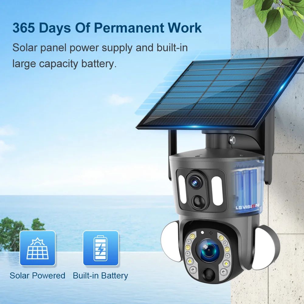 LS VISION 4K 20X Optical Zoom Dual Screen Solar Camera Outdoor 8MP 4G/WiFi PTZ Dual PIR Detection Auto Tracking Security Cameras