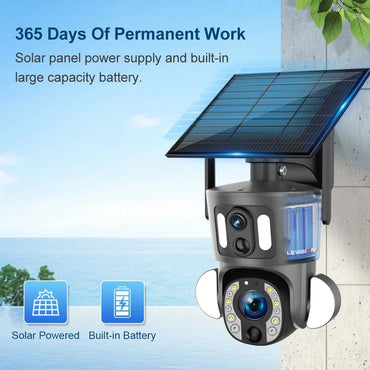 LS VISION 4K 20X Optical Zoom Dual Screen Solar Camera Outdoor 8MP 4G/WiFi PTZ Dual PIR Detection Auto Tracking Security Cameras