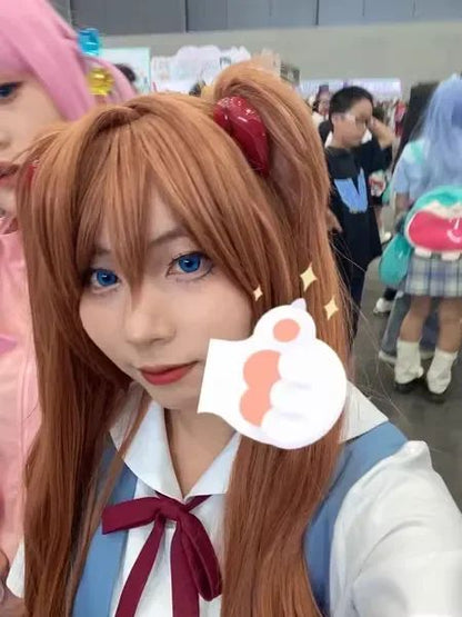 Rei Ayanami Cosplay Costume Asuka Langley Soryu Cosplay  Women School Uniform Dresses Wig Hair Clips Halloween Loli Clothing