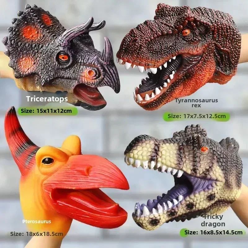 Fantoches de Mão Cabeça de Dinossauro Brinquedo Modelo T-Rex Mundo dos Dinossauros Modelo Animal Bonecos de Ação Brinquedo de Coleção para Crianças Presentes de Brinquedos de Pelúcia