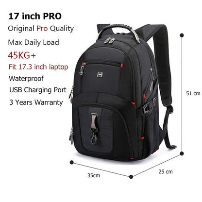 2025 Swiss-Multifunctional bags Durable 17 Inch Laptop Backpack, Travel Bag,College Bookbag,USB Charging Port,Water Resistant