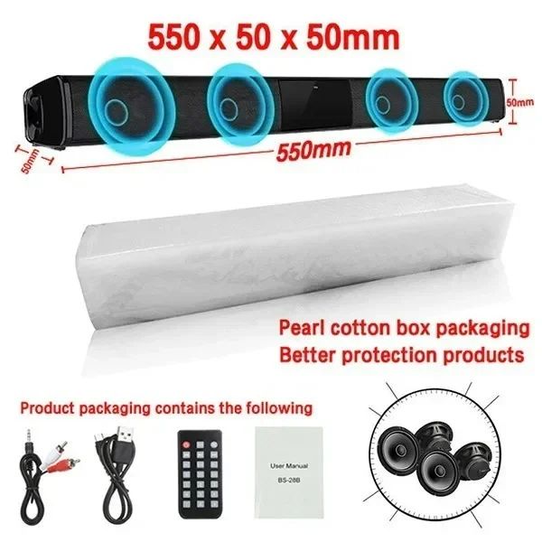 Poderoso Alto-falante Bluetooth Sem Fio para Home Theater Computador TV Carro Soundbar Subwoofer com Graves Fortes Rádio caixa de som