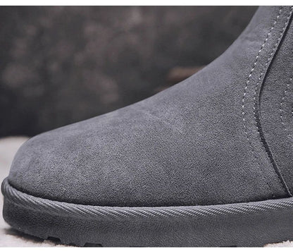 2025 Novas Botas Masculinas de Inverno Quentes de Pelúcia Botas de Couro Casuais de Cano Alto Sapatos de Neve da Moda para o Ar Livre