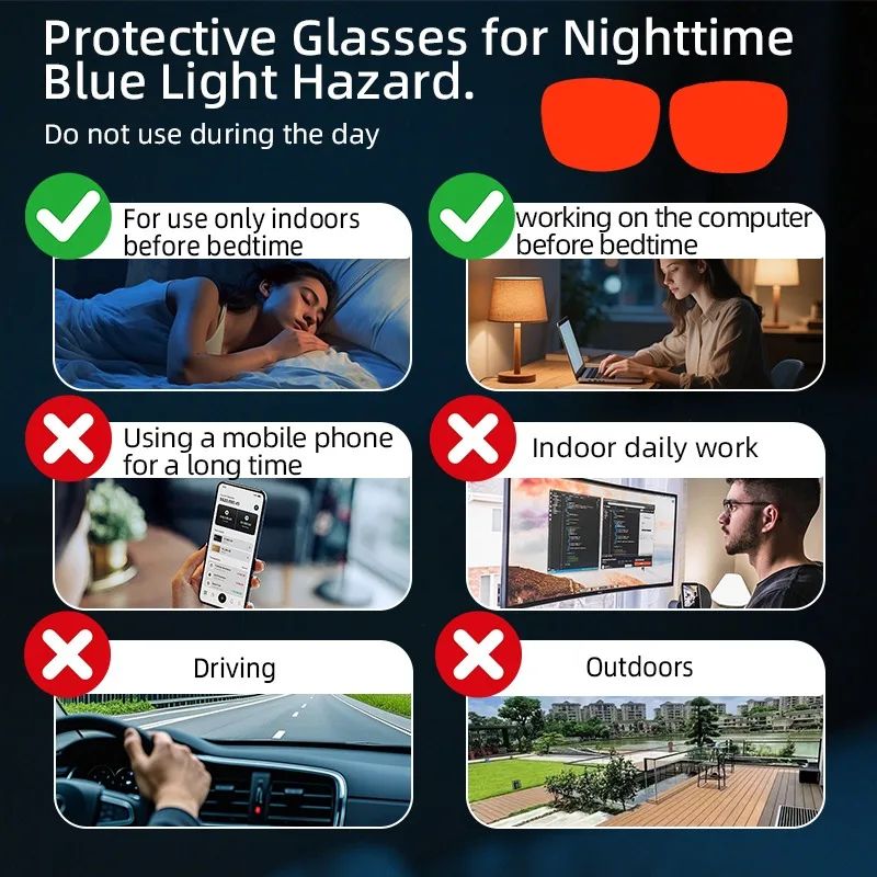 SHINU sleep better red lenses blue light filter glasses for men orange eyepieces gaming glasses Sleep aid glasses man customized