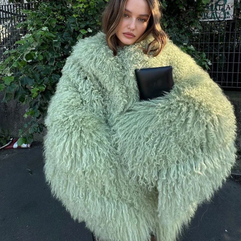 Solid Fashion Fake Fur Coat Women Chic Fluffy Warm Long Sleeve Loose Short Jacket Luxury 2025 Winter Lady Daily Street Outerwear