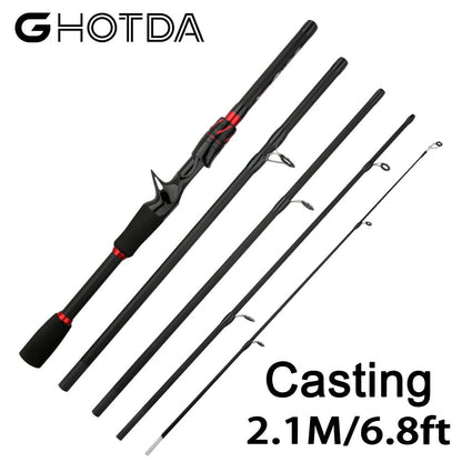 Vara de Pesca de Carretilha / Molinete de Fibra de Carbono Ultraleve Ação Rápida Cabo Ergonômico Compatível com Água Salgada e Doce