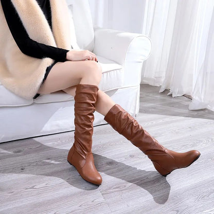 Flat Shoes Spring Autumn Women High Boots Long Western Cowboy Boots Women Footwear Large size 35-43 2024 Mid-Calf Boots Women