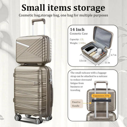 Conjunto de 4 Peças de Malas Giratórias, Malas Rígidas Expansíveis Aprovadas pela TSA, Conjunto de Viagem Leve para Homens e Mulheres