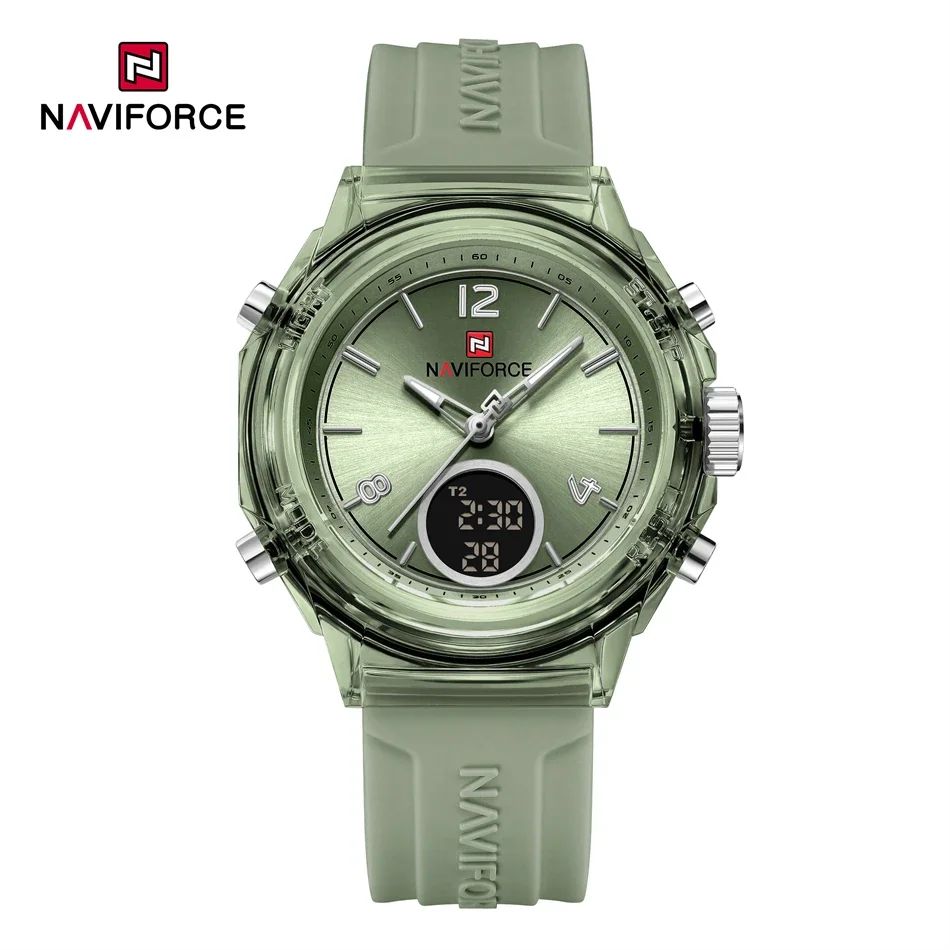 NAVIFORCE Top Brand Women's Watch Outdoor Sports Waterproof Watches Dual Time Display Quartz Wristwatches Rubber Digital Clock
