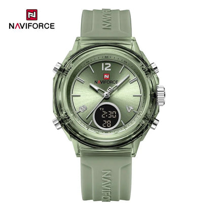 NAVIFORCE Top Brand Women's Watch Outdoor Sports Waterproof Watches Dual Time Display Quartz Wristwatches Rubber Digital Clock