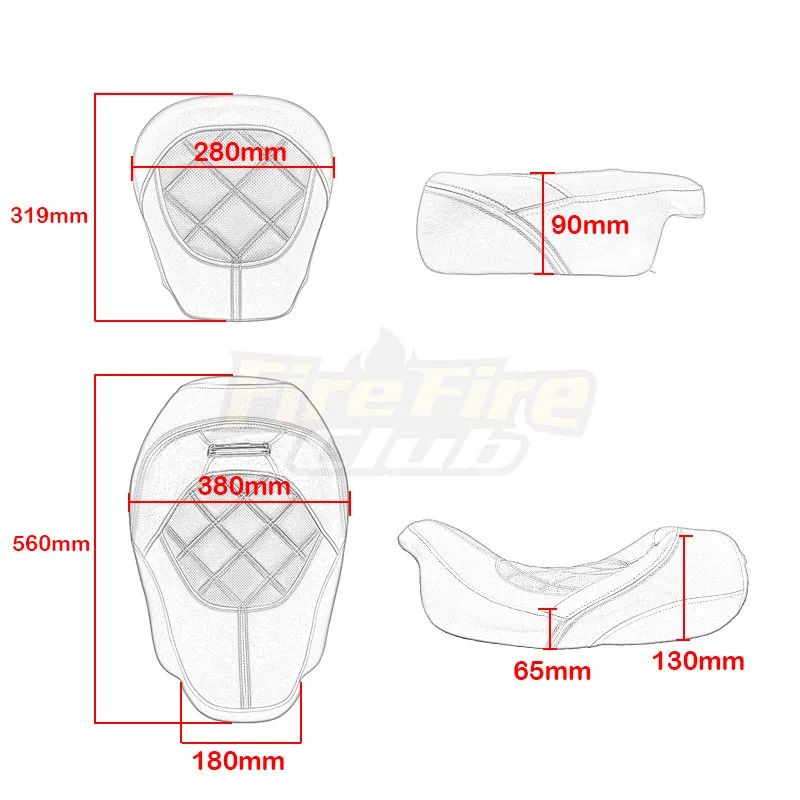 Assento Traseiro Dianteiro para Passageiro de Motocicleta para Harley Touring Electra Glide CVO Street Glide Road King 2009-2022