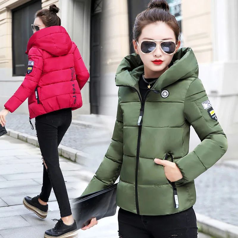 2025 New Winter Parkas Women Jacket Hooded Thick Warm Short Jacket Cotton Padded Parka Basic Coat Female Outerwear 5XL