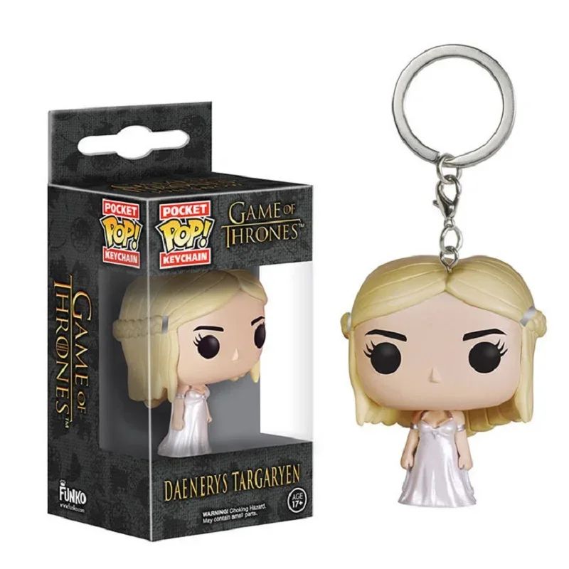 FUNKO pop Filme TV Jogo de Jon Snow Daenerys Davos Ghost Night King Thrones Tylion Drogon Chaveiro Figura Modelo Brinquedos Colecionáveis