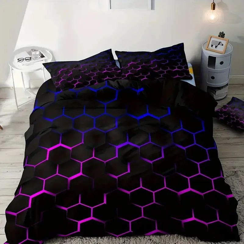 Colorful Geometry Bedding Set - Duvet Cover With Pillowcase For Single Double Bed Kids Adults Queen King Size Options Available
