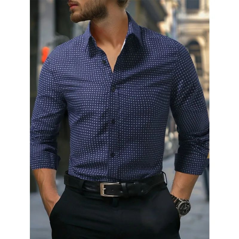 Bolubao Men Shirt Brand New Men's Fashion Polka Dot Long Sleeve Elastic Shirt Four Season Smart Casual Male Shirts
