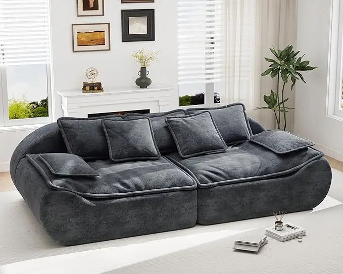 87'' 3-Seater Sectional Sofa Modular Comfy Loveseat with Throw Deep Seat Small Sofa for Compact Space - Perfect for Cozy Living