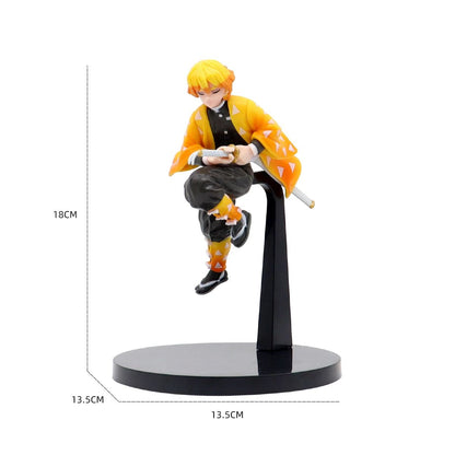 Anime Demon Slayer Tanjirou Muichirou Mitsuri Zenitsu Postura de Combate Action Figure PVC Modelo Suporte Decoração de Mesa Boneca Brinquedo Presentes
