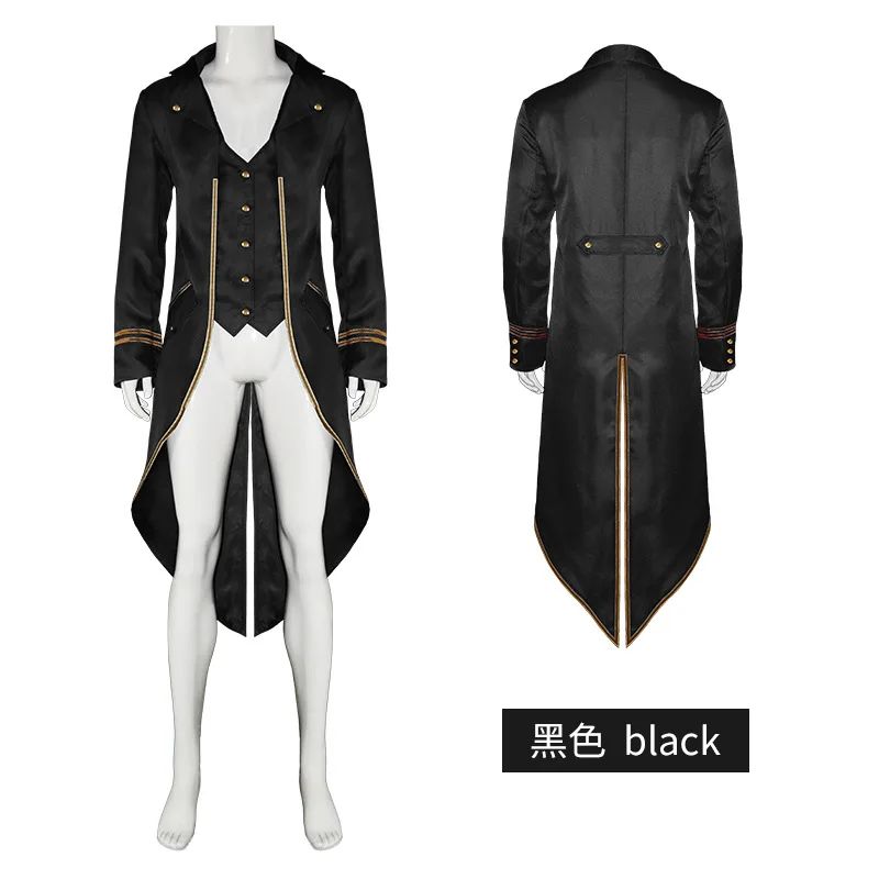 Medieval Retro Red Tailcoat Mens Jacket Coats Swallowtail Dust Cosplay Steam Punk Costume Palace Dress Europe Uniform