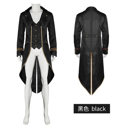 Medieval Retro Red Tailcoat Mens Jacket Coats Swallowtail Dust Cosplay Steam Punk Costume Palace Dress Europe Uniform