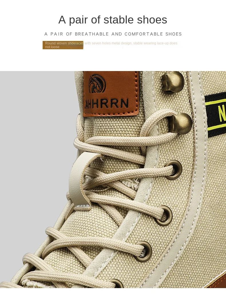 Men's Shoes  Autumn and Winter Breathable High-top Boots Heightened Thick-soled All Match Canvas Casual Shoes Mens Boots