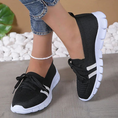 Fashion Striped Knitted Flats Women 2025 Summer Soft Sole Non Slip Walking Shoes Woman Plus Size 36-43 Low Heel Loafer Female