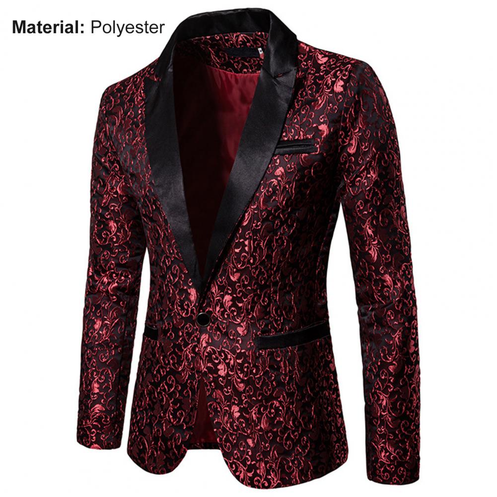 2023 Luxury Men Jacquard Single Button Pockets Lapel Suit Coat Wedding Men Nightclub Prom Suit Men Costume