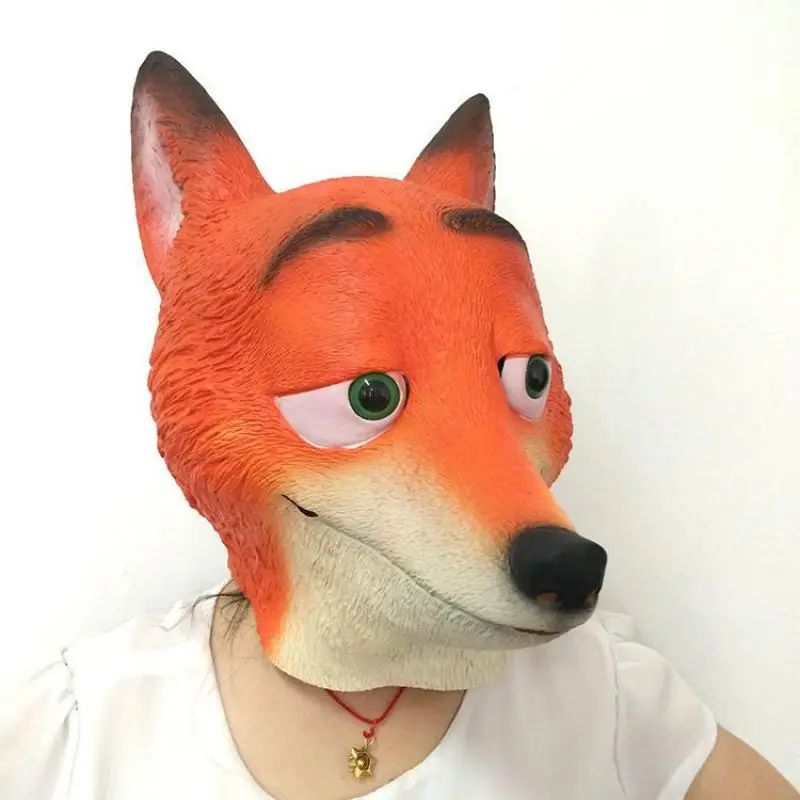 2026  Zootopia Nick Mask Headgear Cute Cartoon Toy Funny Latex Mask Live Broadcast Props Halloween Role Play Costume Headgear
